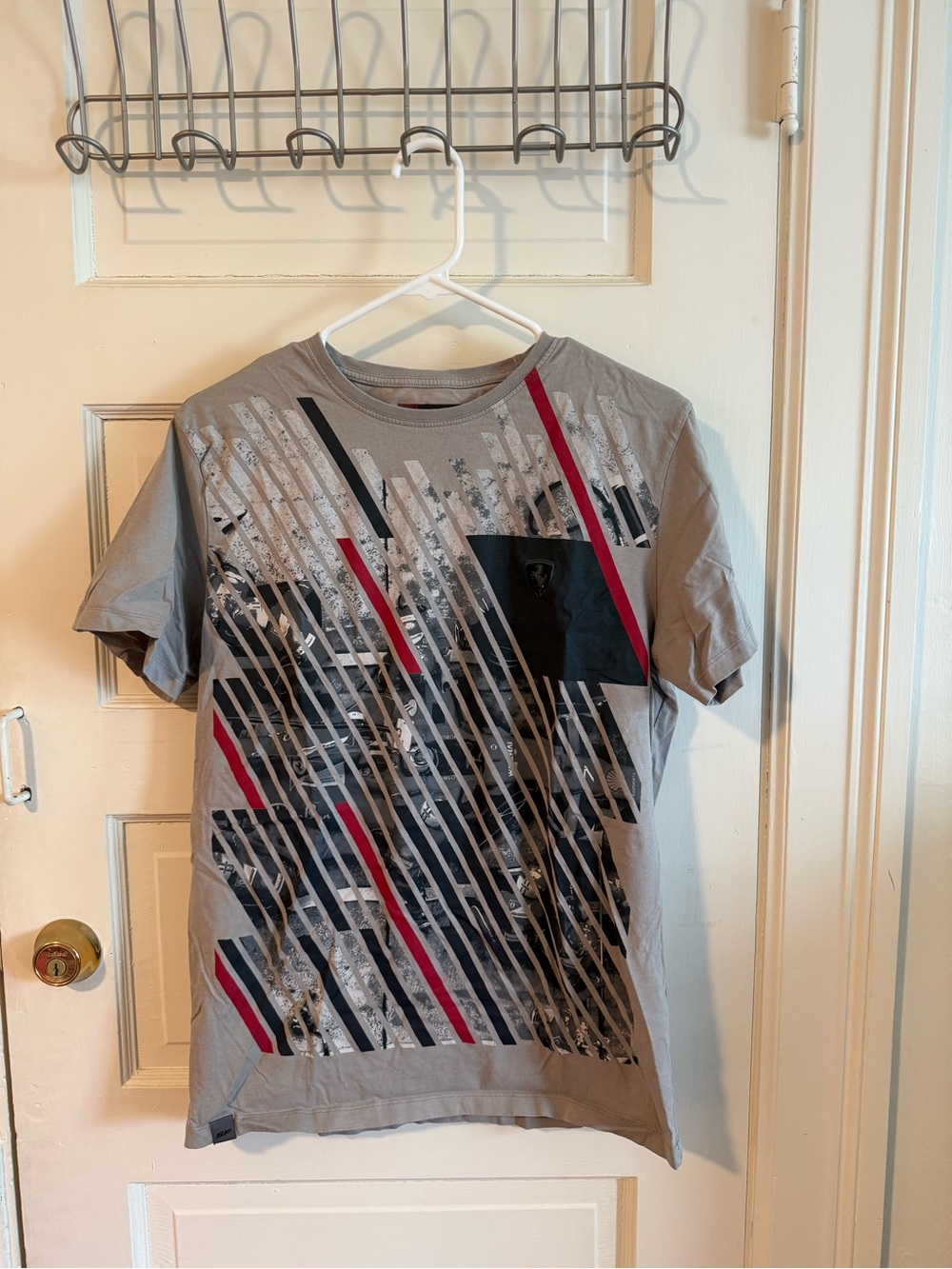 Scuderia Ferrari Gray Tee with Black and Red Logo